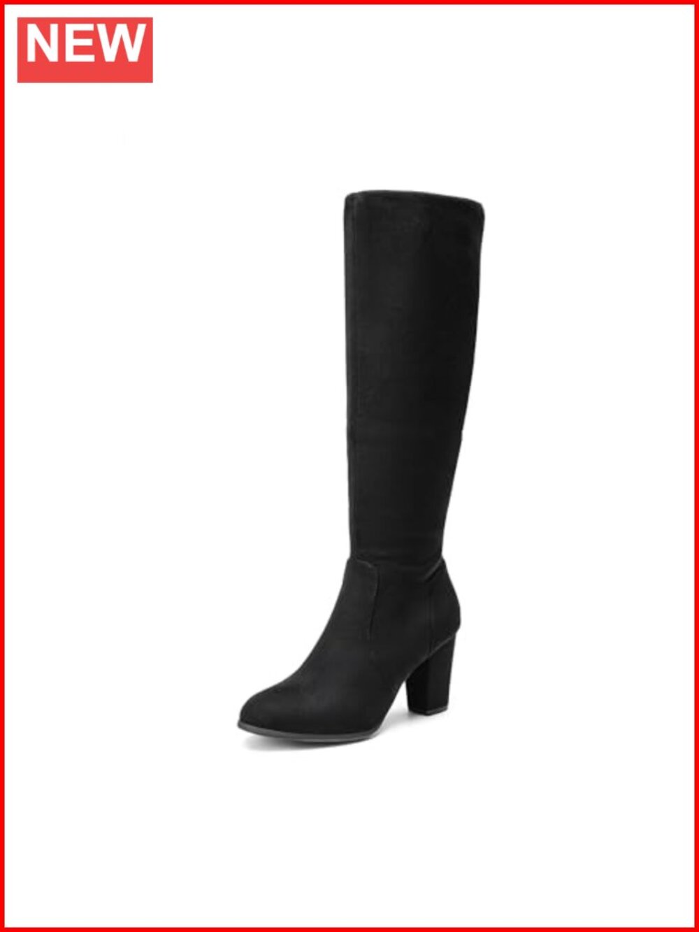 Women's Tall Knee-High Riding Boots Faux Suede Chunky Heel Winter Boots